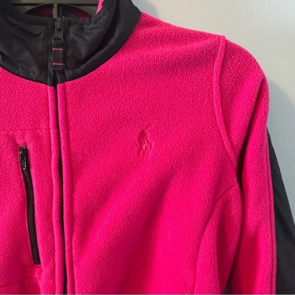 Ralph Lauren Vibrant Pink and Black Fleece Jacket